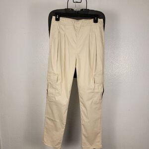 Hue Chino Soft Tapered Cargo Pants Linen Size M